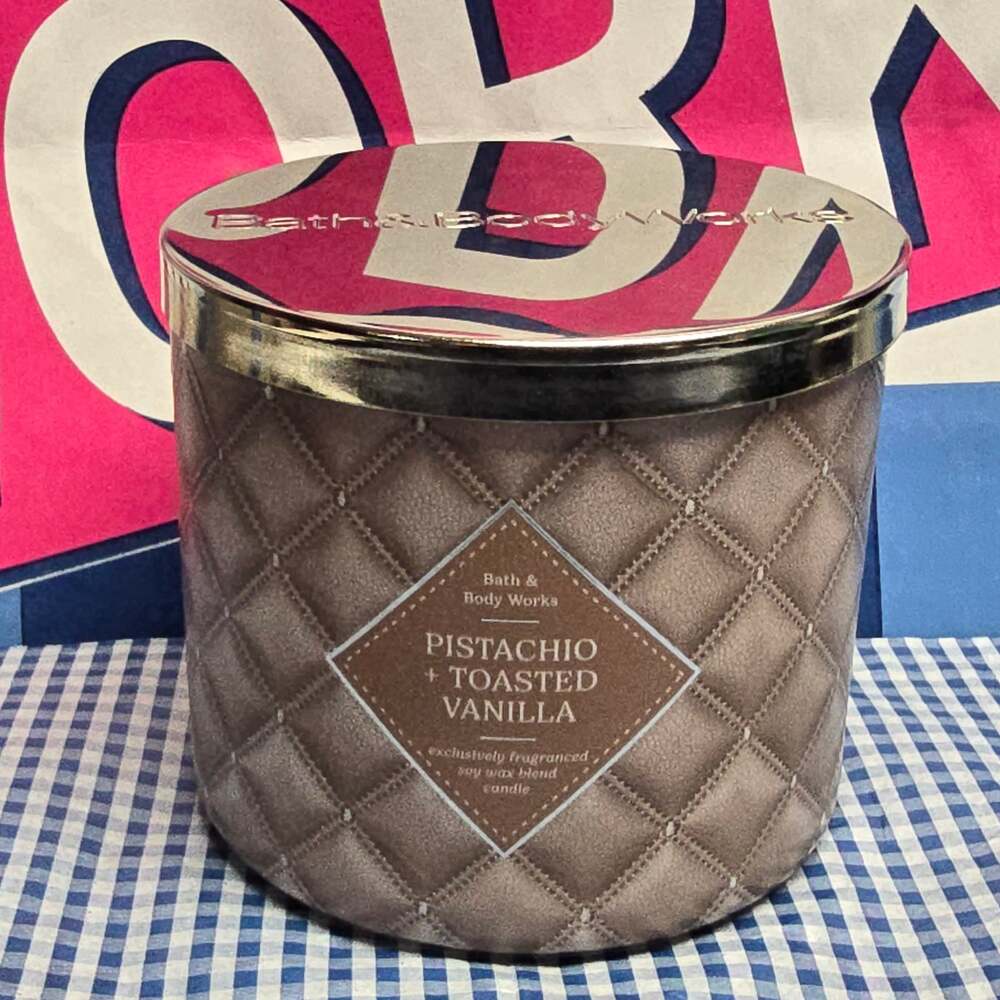 BBW Pistachio + Toasted Vanilla Large 3 Wick Candle Home Fragrance